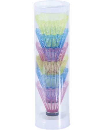 Μπαλάκια Badminton με Πολύχρωμα Πλαστικά Φτερά (6 τμχ)