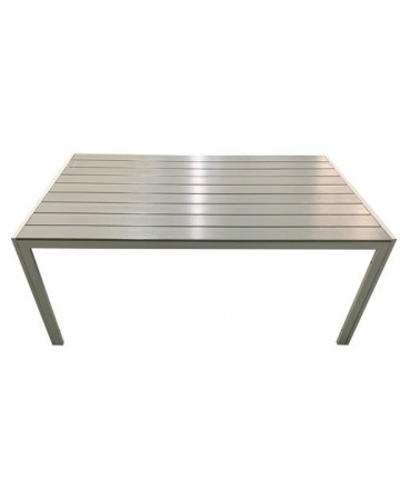Τραπέζι Αλουμινίου με Συνθετικό Ξύλο Polywood Ανοιχτό Γκρί (160x90x74cm) 180-4956