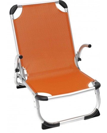 Καρέκλα Παραλίας Αλουμινίου Πορτοκαλί Ενισχυμένη με Μπράτσα & Ψηλή Πλάτη Text 2x1 5 Θέσεων με Μαξιλάρι