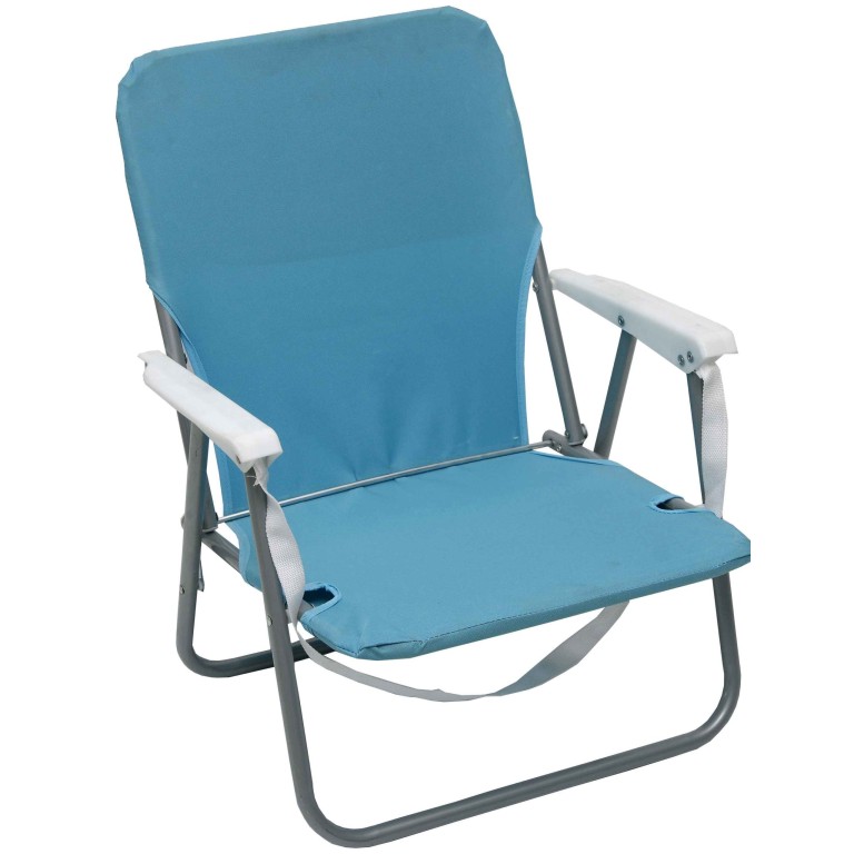 Καρέκλα Παραλίας Μεταλλική Γαλάζια με Μπράτσα Polyester 600D