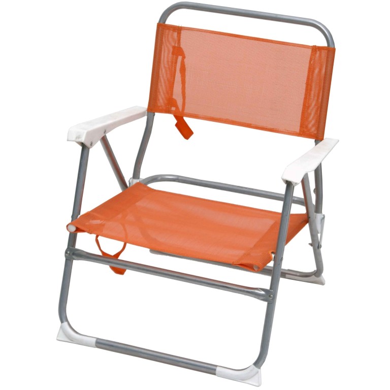 Καρέκλα Παραλίας Μεταλλική Πορτοκαλί με Μπράτσα Text