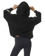 Γυναικεία Ζακέτα με Κουκούλα Body Action Women's Oversized Full-Zip Sherpa Hoodie 071323-01 (Black)