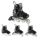 Αυξομειούμενα Roller NH 10905 ΣΕΤ 4 ΣΕ 1 INLINE SKATES NILS EXTREME Μαυρο LED-Large (39-42)