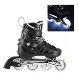 Αυξομειούμενα Roller NH 10905 ΣΕΤ 4 ΣΕ 1 INLINE SKATES NILS EXTREME Μαυρο LED-Large (39-42)