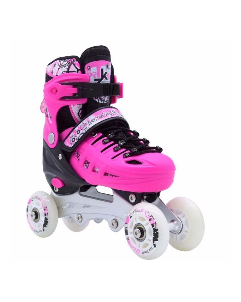 Αυξομειούμενα Πατίνια/Roller Skates/Παγοπέδιλα 3 σε 1 - Ρόζ 002.10305/RIS/P (Size 39-42)